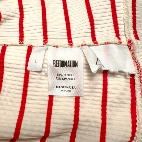 Reformation Benji Ribbed Dress Red and White Stripe - Picture 5 of 7